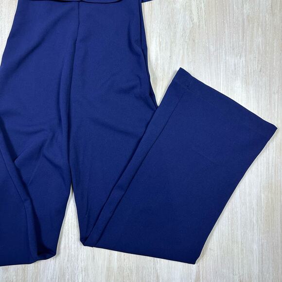 Lulus Power of Love Navy Blue V Neck Ruffle Strapless Wide Leg Jumpsuit Small - Picture 10 of 15
